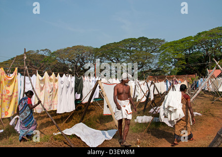 Wäsche waschen Textile Kochi Cochin Kerala Indien Stockfoto