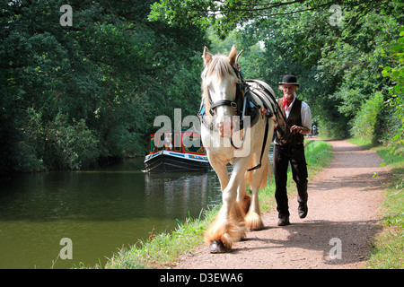 Dandy der Cleveland unter der Leitung von Don zieht das Schiff in der Nähe von Manley Brücke über den Canal Grande Western, Tiverton, Devon Stockfoto