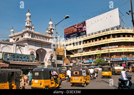 Moschee Straße Markt Hyderabad Indien Andhra Pradesh Stockfoto