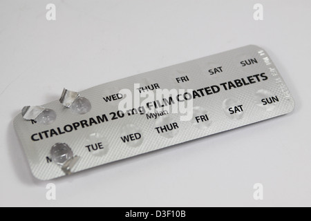 Teil verwendet Blisterpackung von 20mg Citalopram anti-Depression Tabletten Stockfoto