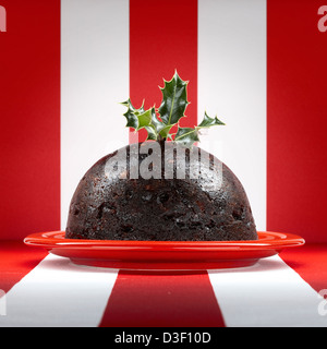 Christmas Pudding rote weiße Streifen Stockfoto