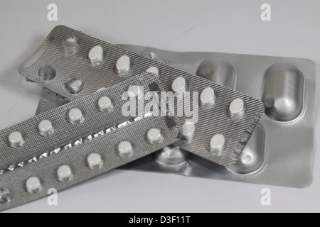 Blister-Packungen mit medizinischen Tabletten Stockfoto
