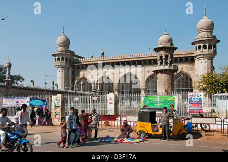 Mekka-Moschee in der Nähe von Charminar Hyderabad Indien Andhra Pradesh Stockfoto