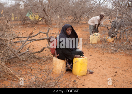 GURAH, nördlich von ELWAK Osten KENIAS, 1. September 2009: eine Hirtenbevölkerung Familie Rückkehr mit ihren Kamelen aus Äthiopien Stockfoto