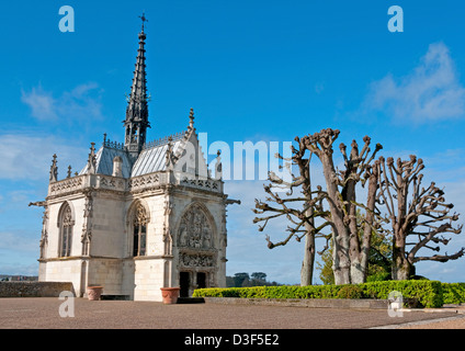 Die Grabstätte von Leonardo da Vinci in Saint-Hubert Kapelle Château d ' Amboise, Frankreich Stockfoto