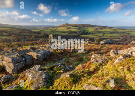 Bowerman die Nase, einen Stapel verwitterter Granit auf Hayne Down im Dartmoor National Park in der Nähe von Manaton, Devon, England, Vereinigtes Königreich, Europa. Stockfoto