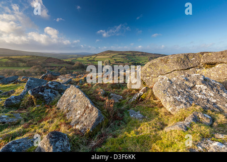 Bowerman die Nase, einen Stapel verwitterter Granit auf Hayne Down im Dartmoor National Park in der Nähe von Manaton, Devon, England, Vereinigtes Königreich, Europa. Stockfoto