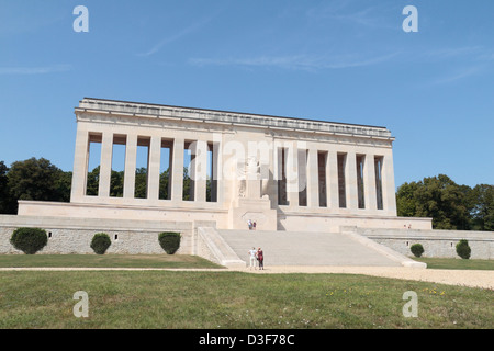 Die Chateau-Thierry American Monument über Château-Thierry, Aisne, Picardie. Stockfoto