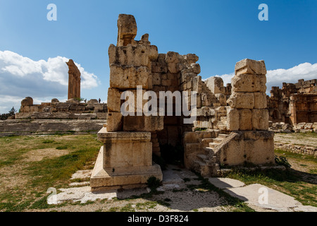 Jupiter-Tempel Ruinen in Baalbek, Libanon. Teil der antiken Stadt Heliopolis im Beqaa Tal. Stockfoto