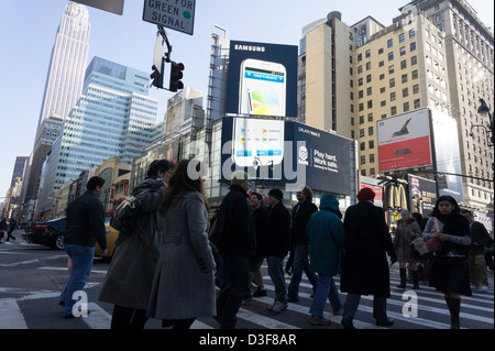 Werbung für das Handy Samsung Note II oben im Stadtteil Herald Square New York Stockfoto