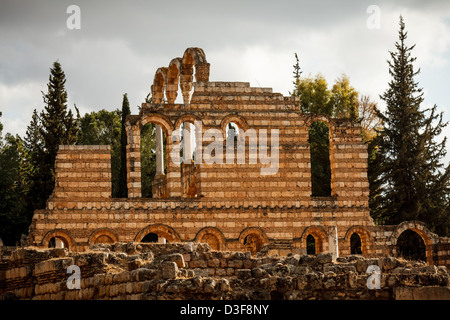 Ruinen von den Umayyaden Stadt von Ayn Gerrha stammt aus dem 8. Jahrhundert n. Chr. in Anjar, Beqaa Tal, Libanon. UNESCO-Welterbe. Stockfoto