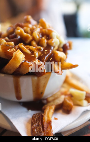 Poutine ist ein Fast-Food, die ihren in Quebec, Kanada Ursprung Stockfoto