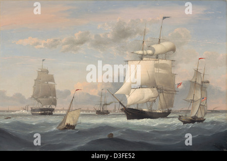 Fitz Henry Lane, New York Harbor, amerikanisch, 1804-1865, 1852, Öl auf Leinwand, Stockfoto