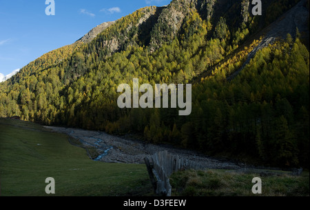 Val Schnalstaler, Italien, auf der Bach Rableid Alm im Pfossental Stockfoto