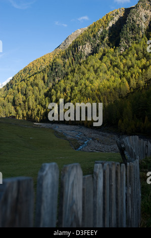 Val Schnalstaler, Italien, auf der Bach Rableid Alm im Pfossental Stockfoto