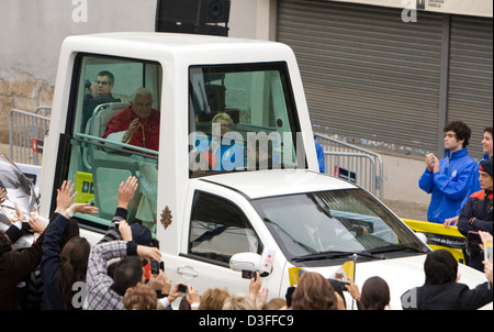 Barcelona, Spanien, Papst Benedikt XVI. das Papamobil Stockfoto