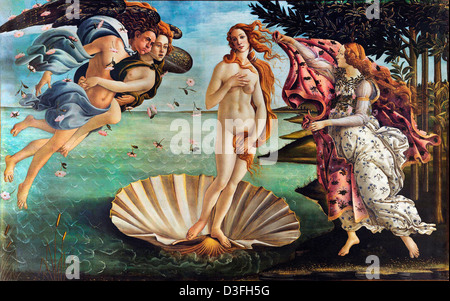 Sandro Botticelli, die Geburt der Venus 1485 Tempera auf Leinwand. Uffizien, Florenz Stockfoto