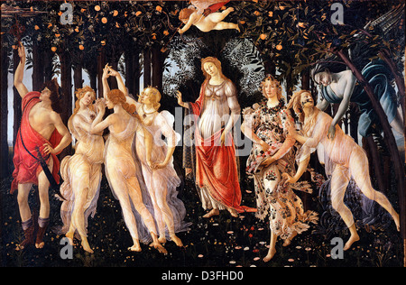 Sandro Botticelli, Frühling (Primavera) 1482 Tempera auf Panel. Uffizien, Florenz Stockfoto
