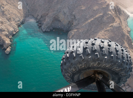 Microlighting über die Musandam-Halbinsel, Oman Stockfoto