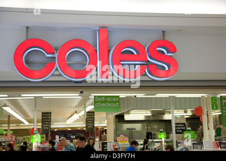 australische Supermarktkette, Coles, im Besitz von wesfarmers Stockfoto