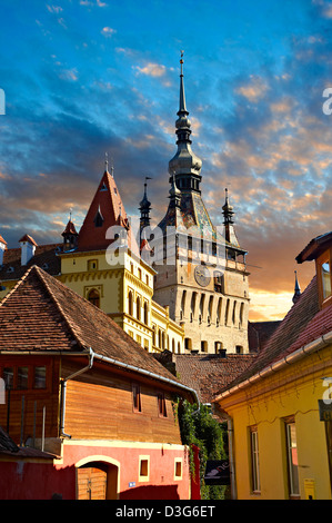 Mittelalterlichen Uhrturm & Tor von Sighisoara/Schäßburg sächsischen befestigte mittelalterliche Zitadelle, Siebenbürgen, Rumänien Stockfoto