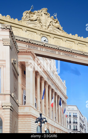 Trompe-l'oeil Wandmalerei an der Fassade der Handelskammer oder La Bourse La Canebière Marseille Provence Frankreich Stockfoto