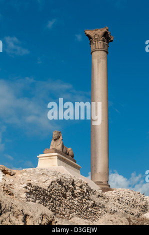 Pompeiuss Säule (Diokletian), römischer Triumphbogen Gedenksäule in Alexandria, Ägypten Stockfoto