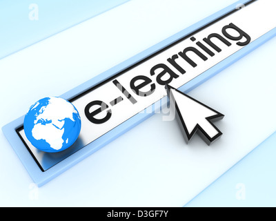 WWW e-Learning (durchgeführt in 3d) Stockfoto