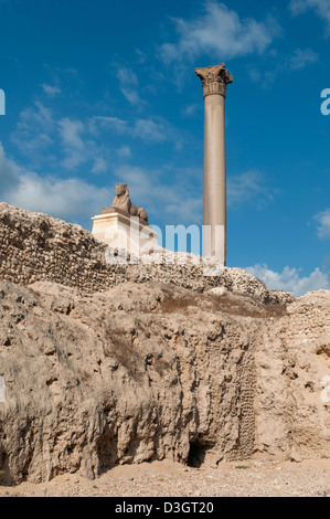 Pompeiuss Säule (Diokletian), römischer Triumphbogen Gedenksäule in Alexandria, Ägypten Stockfoto