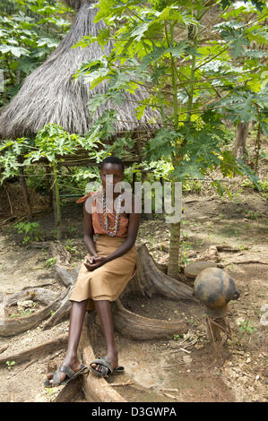 Kikuyu Frau, Ngomongo Village, Kenia Stockfoto