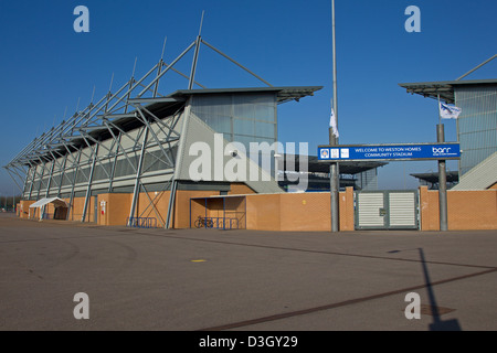 Colchester United Fußballstadion Weston Häuser Community Stadium genannt. -Redaktionelle Nutzung nur Stockfoto