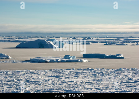 Meerenge zwischen den Inseln der Antarktis Eis bedeckt und Shugoy Wintertag. Stockfoto