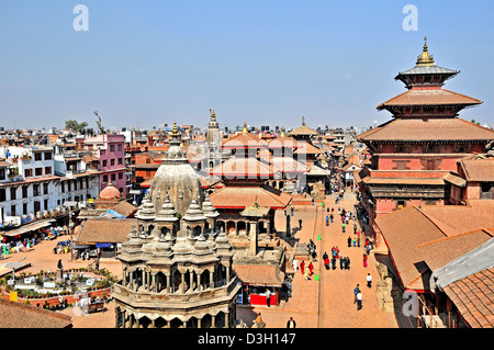 Luftaufnahme am Durbar Square Patan Nepal Stockfoto