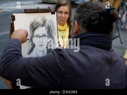 Barcelona, Spanien, Portraitmaler auf La Rambla Stockfoto