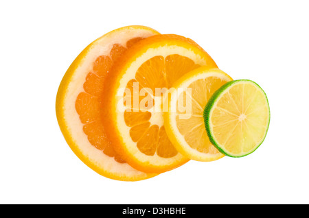 Vitamin C überladen, Stapel von geschnittenen Früchten Stockfoto