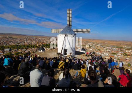 Consuegra. Darstellung der Quijote während Safran Rosenfest, Provinz Toledo, Route des Don Quijote, Castilla Stockfoto