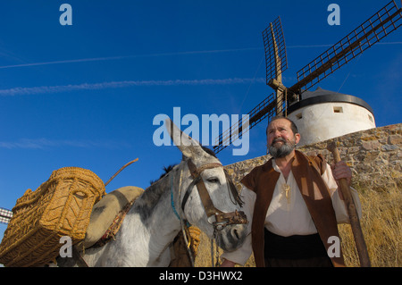Consuegra. Darstellung der Quijote während Safran Rosenfest, Provinz Toledo, Route des Don Quijote, Castilla Stockfoto