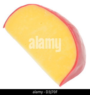 Stück Käse auf weiß Stockfoto