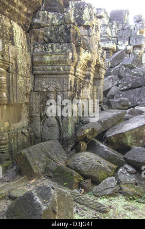 Relief von einem gesagt. Preah Khan Tempel. Angkor. Kambodscha Stockfoto