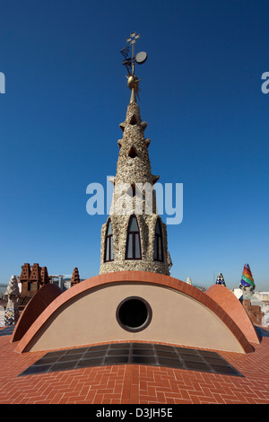 Dach-Terrasse, Palau Güell, Barcelona Stockfoto