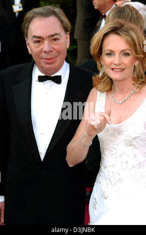 (Dpa) - britischer Komponist Andrew Lloyd Webber (L) und seine Frau Madeleine kommen auf dem roten Teppich für die 77. Oscarverleihung im Kodak Theatre in Los Angeles, Kalifornien, USA, 27. Februar 2005. Stockfoto