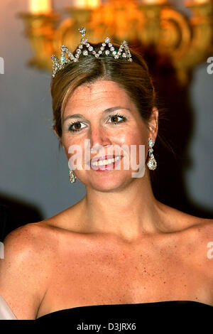 (Dpa) - lächelt Kronprinzessin Maxima der Niederlande während des Empfangs für die lettische Präsidentin Vaira Vike-Freiberga in den Haag, Niederlande, 18. Januar 2005. Stockfoto