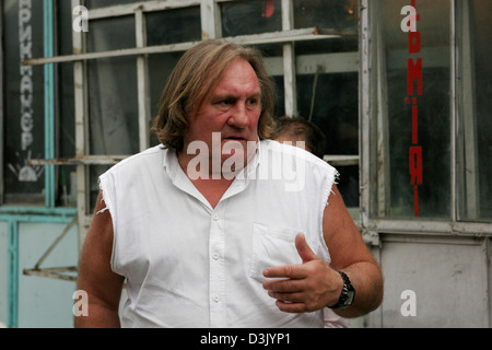 Französischer Schauspieler Gérard Depardieu dreht einen Dokumentarfilm in Aserbaidschan gewidmet 19. Jahrhundert französischer Schriftsteller Alexandre Dumas Stockfoto