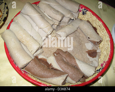 Injera, äthiopische Brot, Gondar, Äthiopien Stockfoto