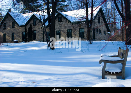 Woodside National Historic Site Kitchener ON Kanada im Winter. Ehemalige Heimat der kanadische Premierminister William Lyon Mackenzie King. Stockfoto