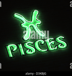 Fische Sternzeichen in Neon Stockfoto