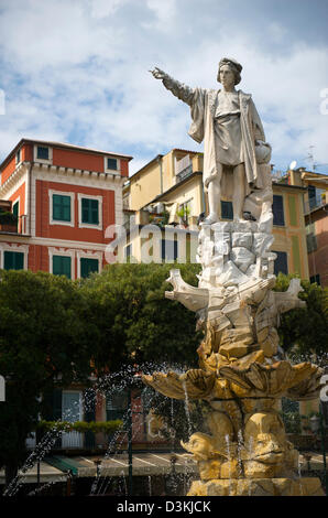 Die Statue von Christopher Columbus in Santa Margharita Italien Stockfoto