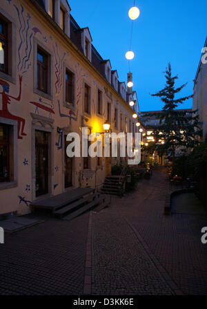 Dresden, Deutschland, der Rechnungshof das Fabelwesen im Abendlicht Stockfoto