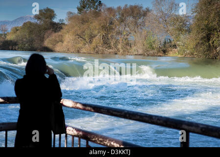 Die Wasserfälle in Manavgat (in der Nähe von Side, Südtürkei) in Flut, Dezember 2012. Stockfoto