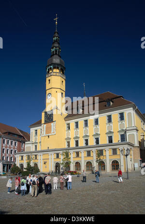 Bautzen, Deutschland, das historische Rathaus auf dem Hauptmarkt Stockfoto